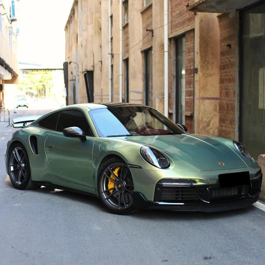 Gloss Chameleon Color Shift Urban Bamboo Car Vinyl Wrap PET Porsche product image 3 - Veloro color shift vinyl wrap