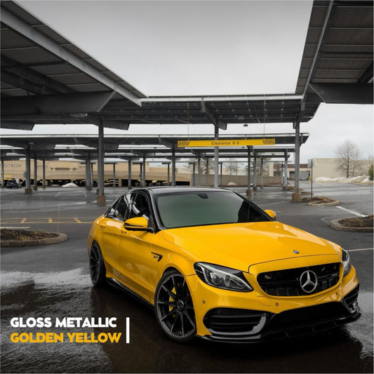 Gloss Metallic Golden Yellow Car Vinyl Wrap PET product image 2 - Veloro metallic vinyl wrap