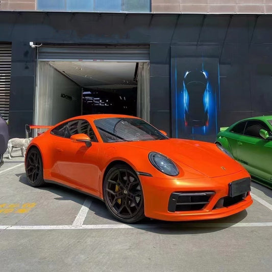 Gloss Metallic Paint Orange Car Vinyl Wrap PET product image 2 - Veloro metallic vinyl wrap