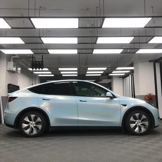 Gloss Metallic Rainbow Laser Ice Blue Car Vinyl Wrap PET product image 2 - Veloro metallic vinyl wrap