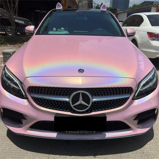 Gloss Metallic Rainbow Laser Light Pink Car Vinyl Wrap product image 3 - Veloro metallic vinyl wrap