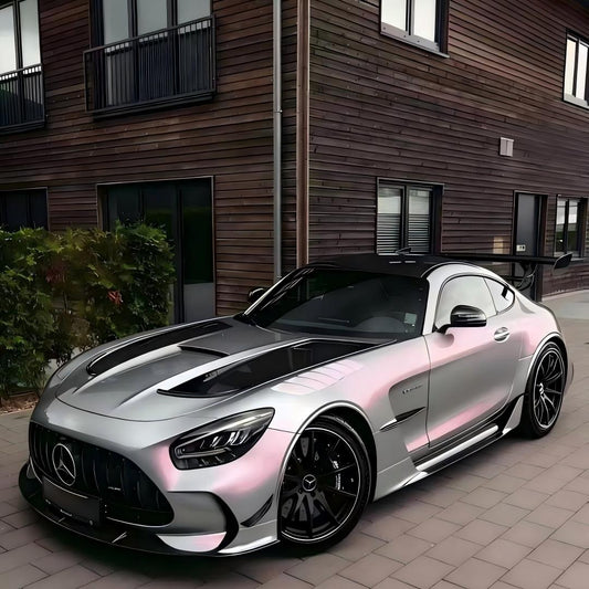 Ultra Gloss Metallic Chameleon Silver Sunset Pink Car Vinyl Wrap PET product image 2 - Veloro color shift vinyl wrap