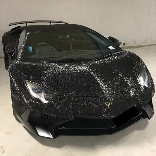 Matte Diamond Glitter Black Car Vinyl Wrap product image 3 - Veloro matte vinyl wrap