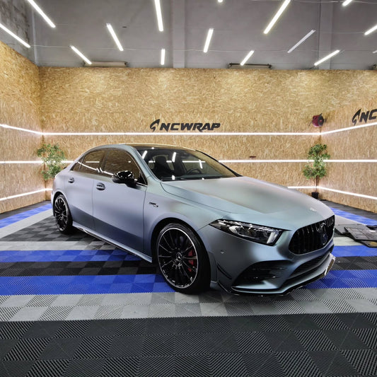 Ultra Matte Metallic Grey Blue Car Vinyl Wrap |Gray Blue Car Wrap PET product image 2 - Veloro matte vinyl wrap