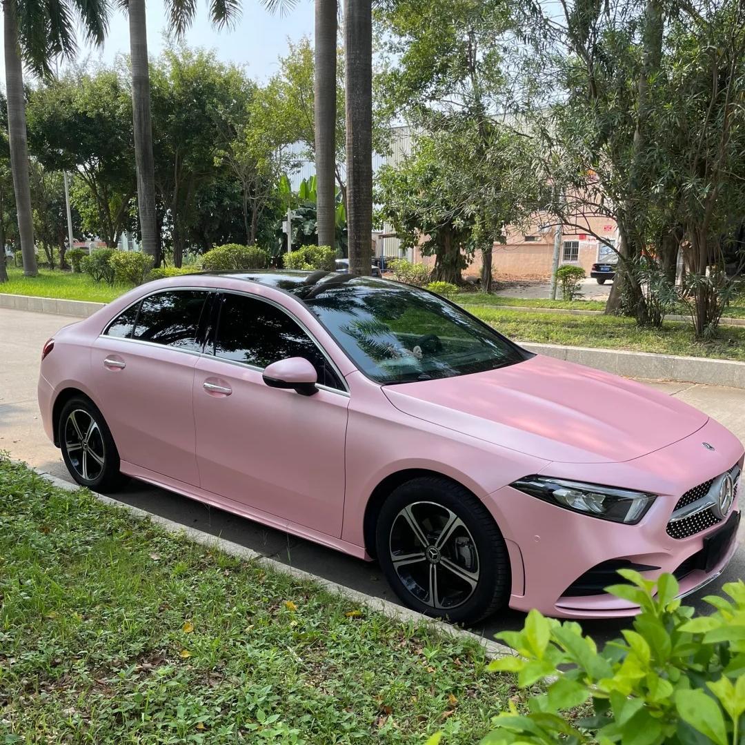 Matte Metallic Pearl Pink Car Vinyl Wrap PET product image 5 - Veloro matte vinyl wrap