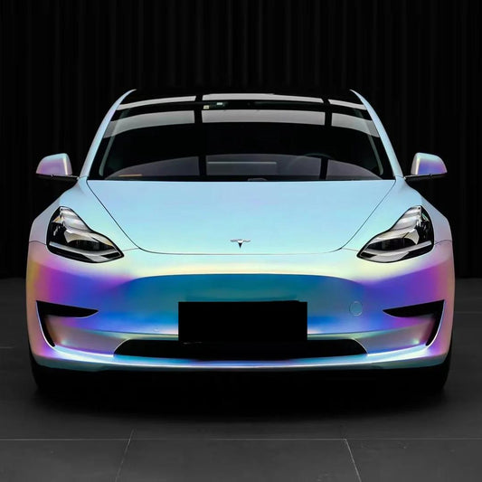 Matte White Holographic Chrome Car Vinyl Wrap product image 2 - Veloro chrome vinyl wrap