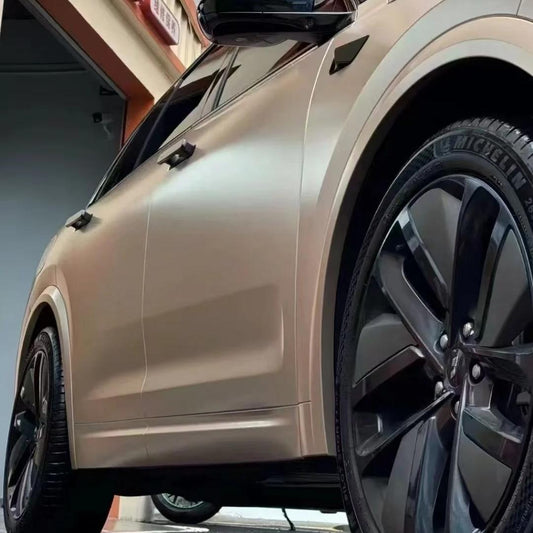 Matte Satin Metallic Champagne Gold Car Wrap PET product image 3 - Veloro matte vinyl wrap