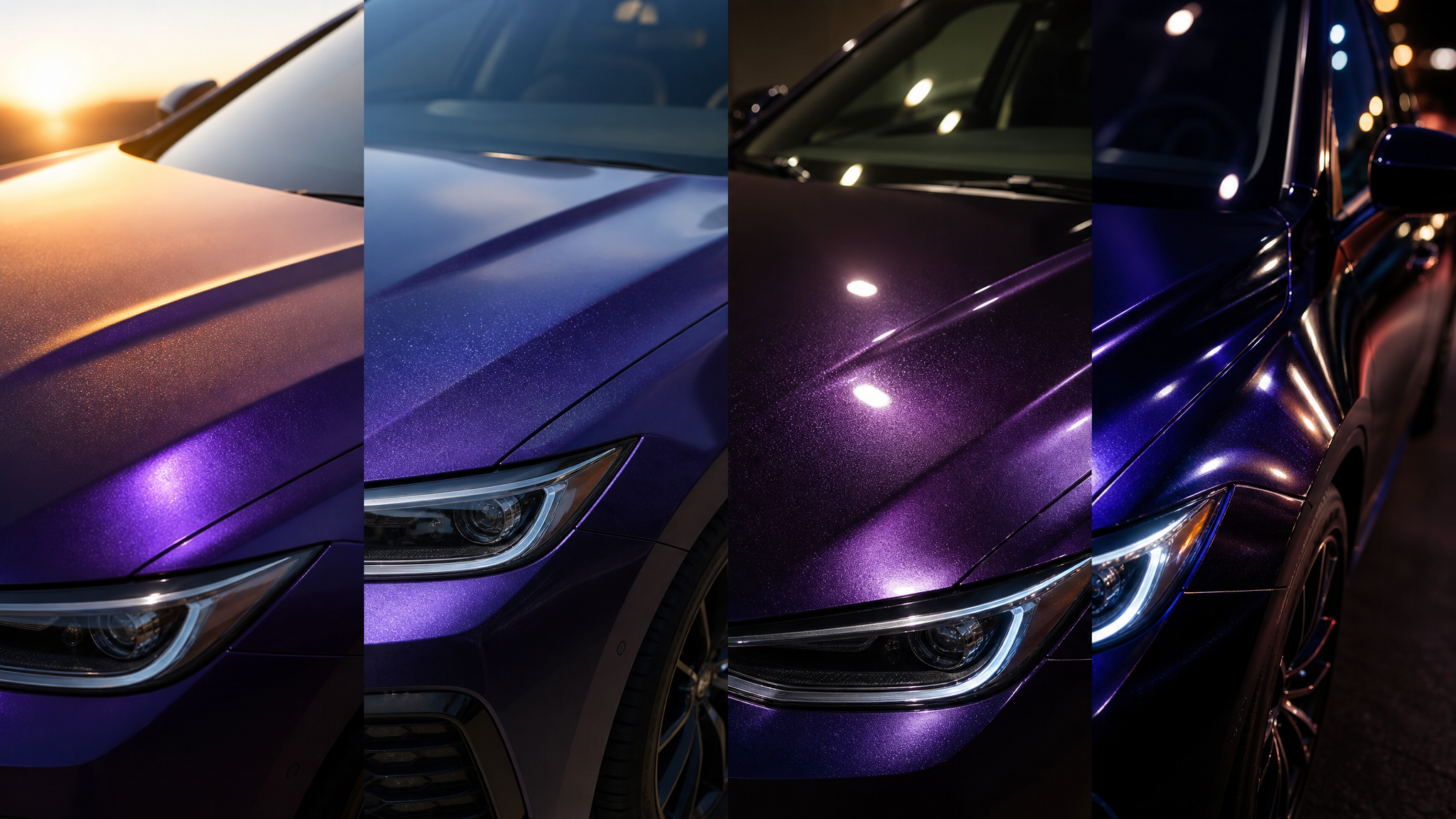 Automotive wrap finish changing under different lighting