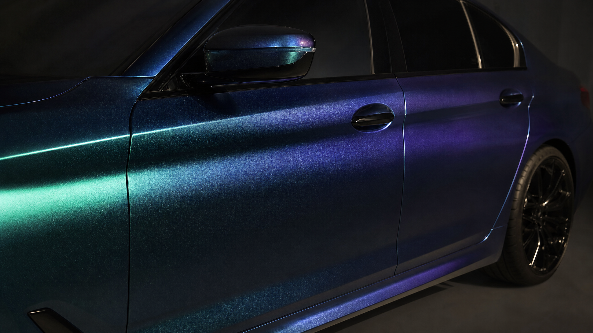 Wrapped vehicle body line showing premium real car finish