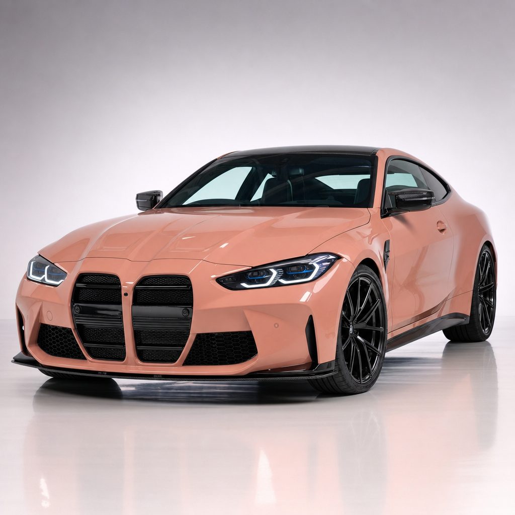Carnation Pink gloss colored PPF wrapped on a BMW M4 | Veloro