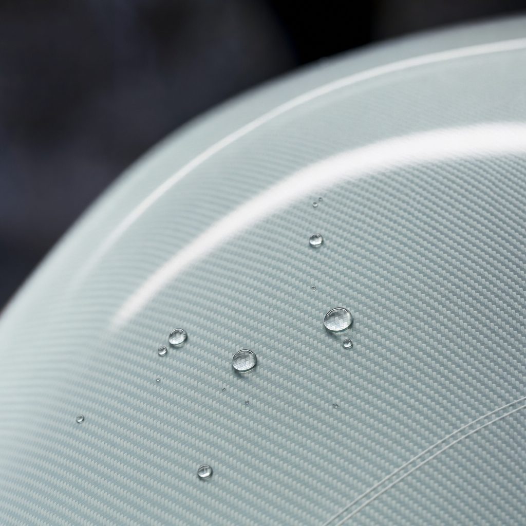 Close-up of Carbon Fiber Liquid Metallic Aluminum Color PPF gloss colored PPF surface texture | Veloro