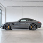 Bright Dark Gray gloss colored PPF wrapped on a Mercedes-AMG GT side profile | Veloro