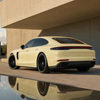 Luxury car wrapped in Cream Yellow gloss colored PPF at golden hour | Veloro