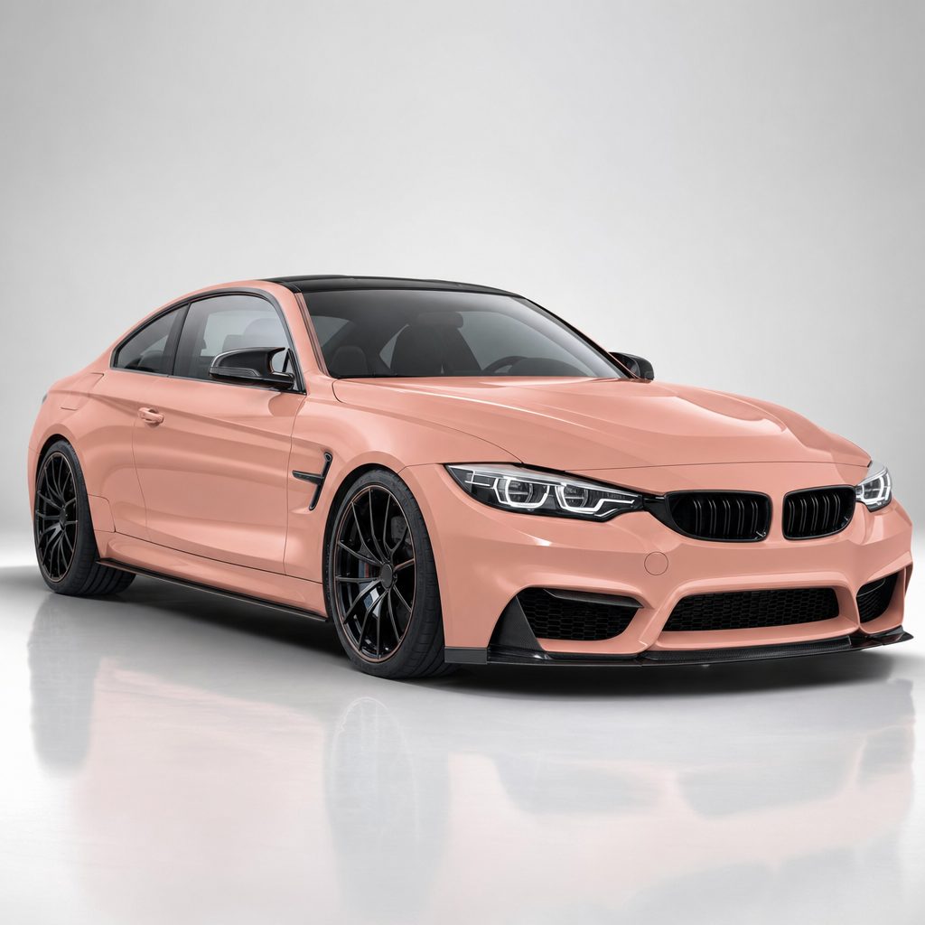 Coral Orange gloss colored PPF wrapped on a BMW M4 | Veloro