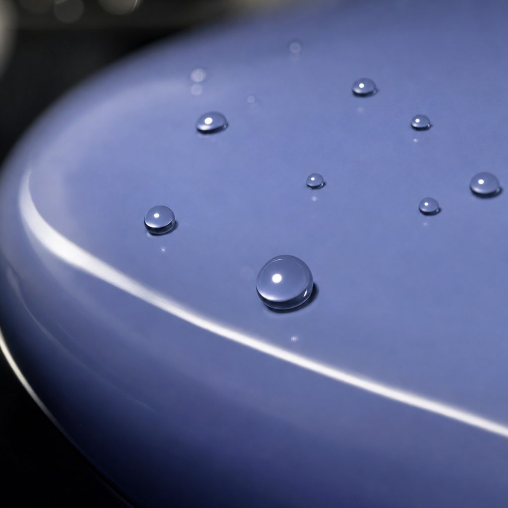 Close-up of Bright Manta Purple gloss colored PPF surface texture | Veloro