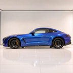 Chameleon Blue Purple gloss colored PPF wrapped on a Mercedes-AMG GT side profile | Veloro