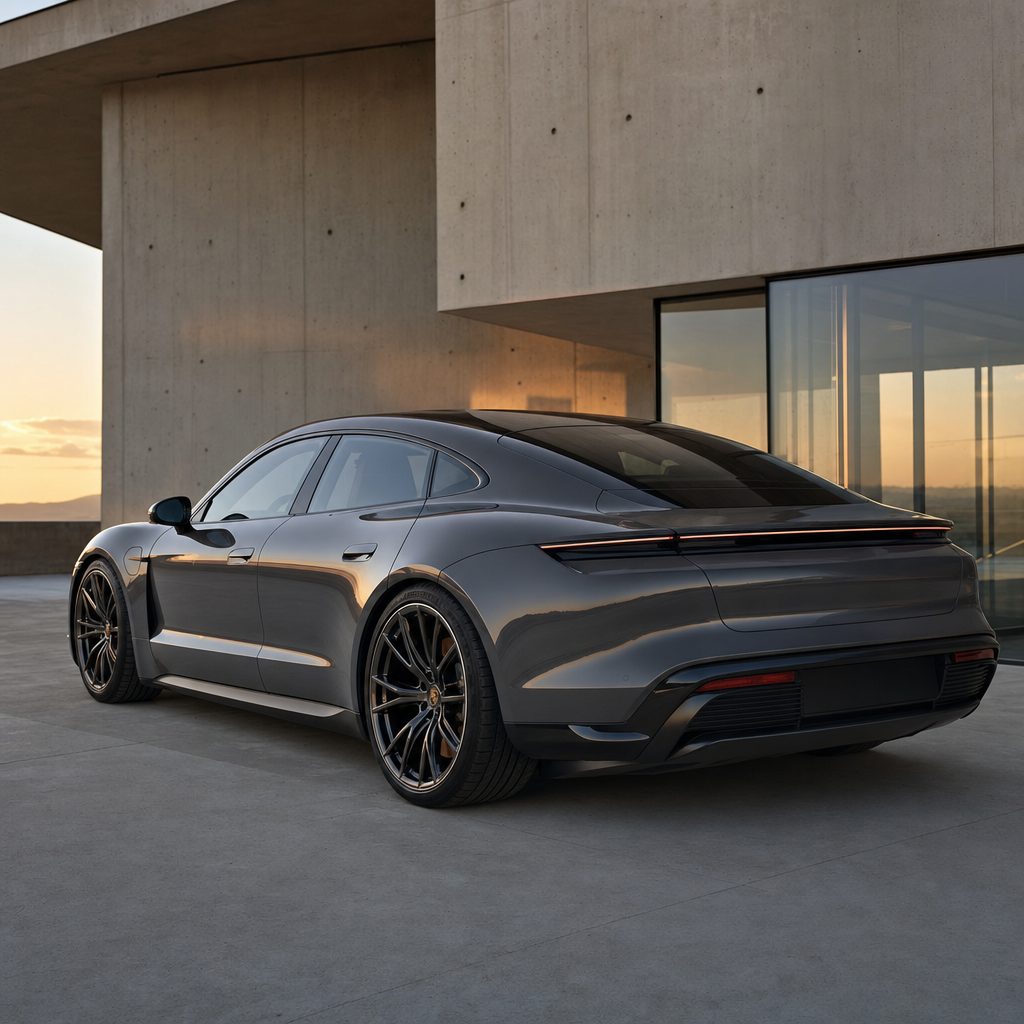 Luxury car wrapped in Bright Dark Gray gloss colored PPF at golden hour | Veloro