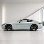 Brooklyn Grey gloss colored PPF wrapped on a Mercedes-AMG GT side profile | Veloro