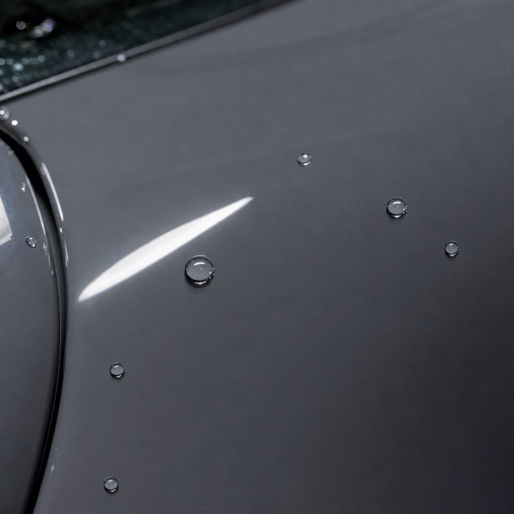 Close-up of Battleship Gray gloss colored PPF surface texture | Veloro