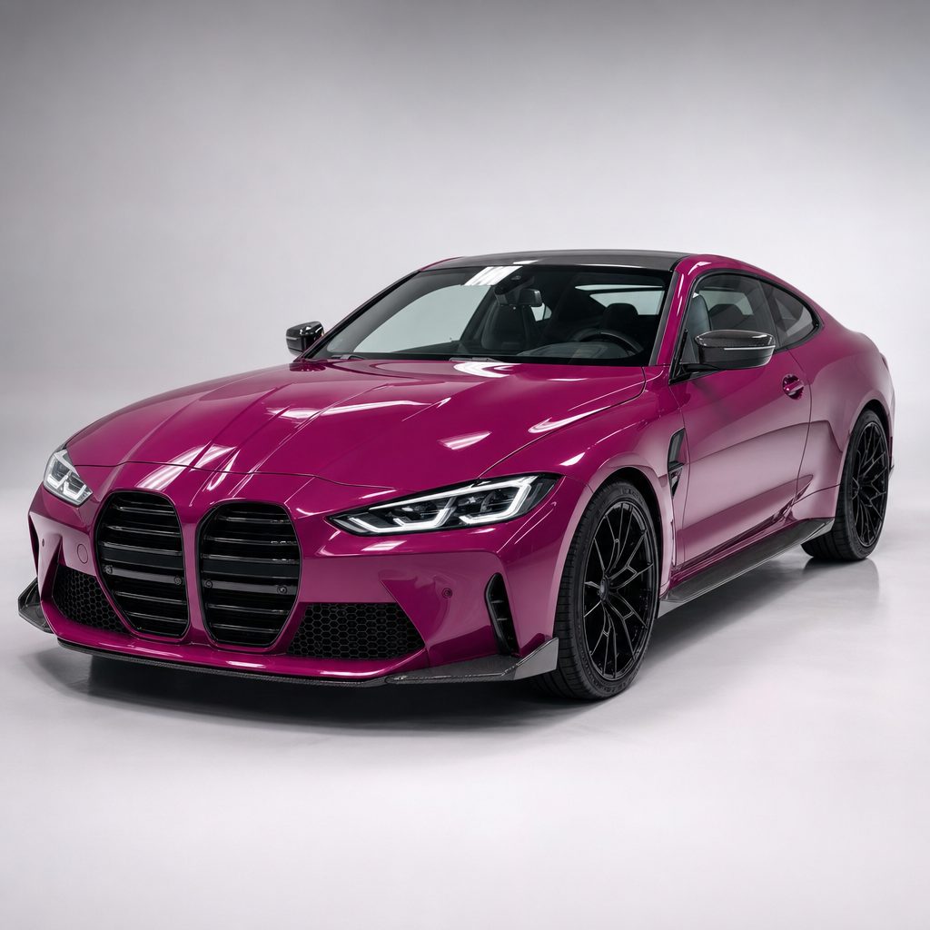 Brilliant Magenta gloss colored PPF wrapped on a BMW M4 | Veloro