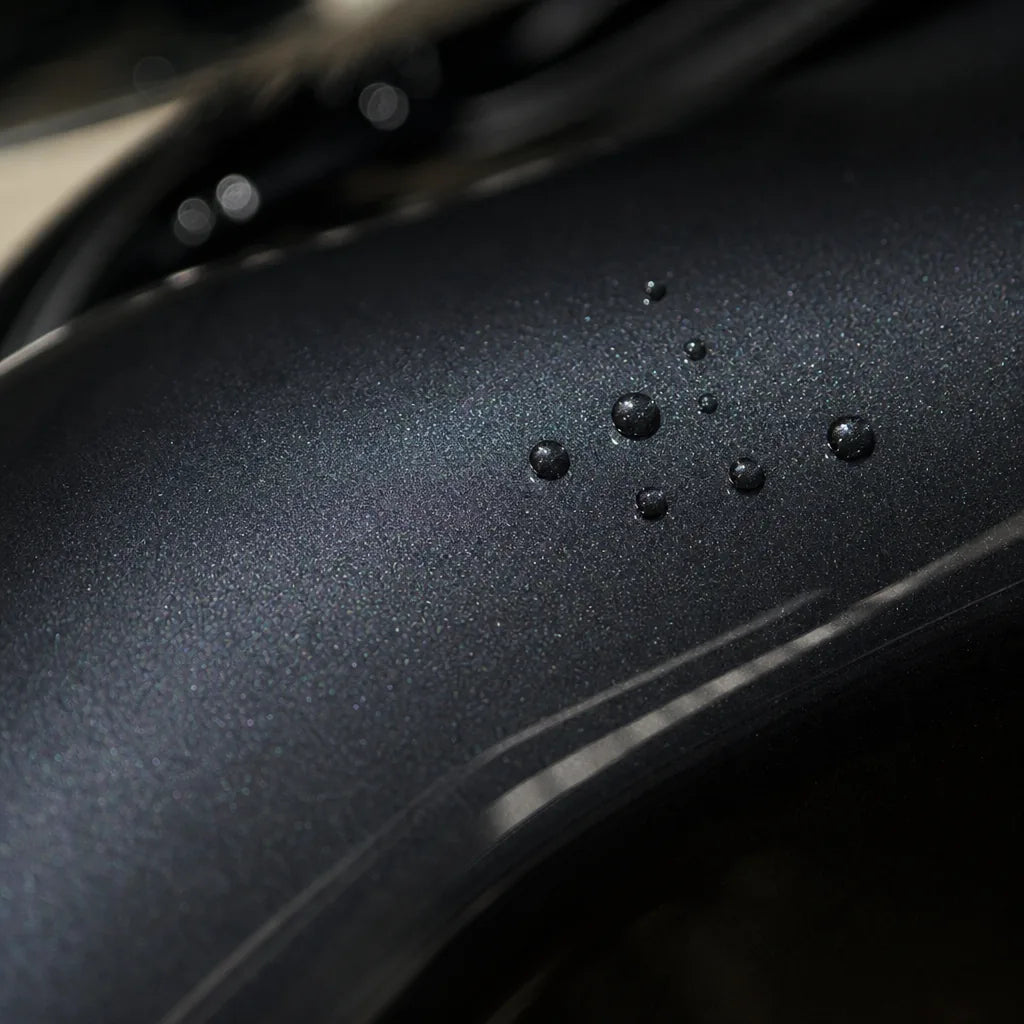 Close-up of Metallic Byron Bay Blue Color PPF gloss colored PPF surface texture | Veloro