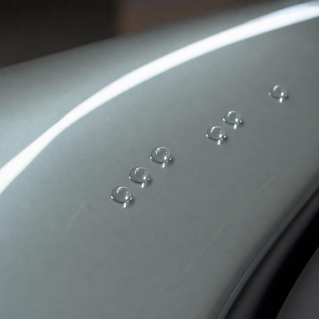 Close-up of Arabian Grey gloss colored PPF surface texture | Veloro