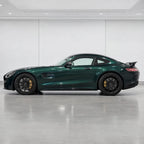 Metallic British Royal Green gloss colored PPF wrapped on a Mercedes-AMG GT side profile | Veloro