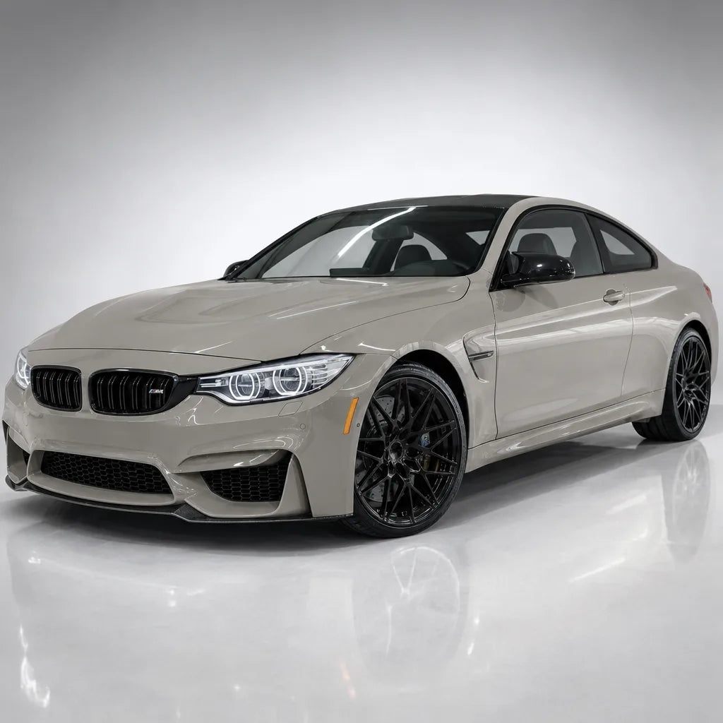 Metallic Martin Silver Grey gloss colored PPF wrapped on a BMW M4 | Veloro