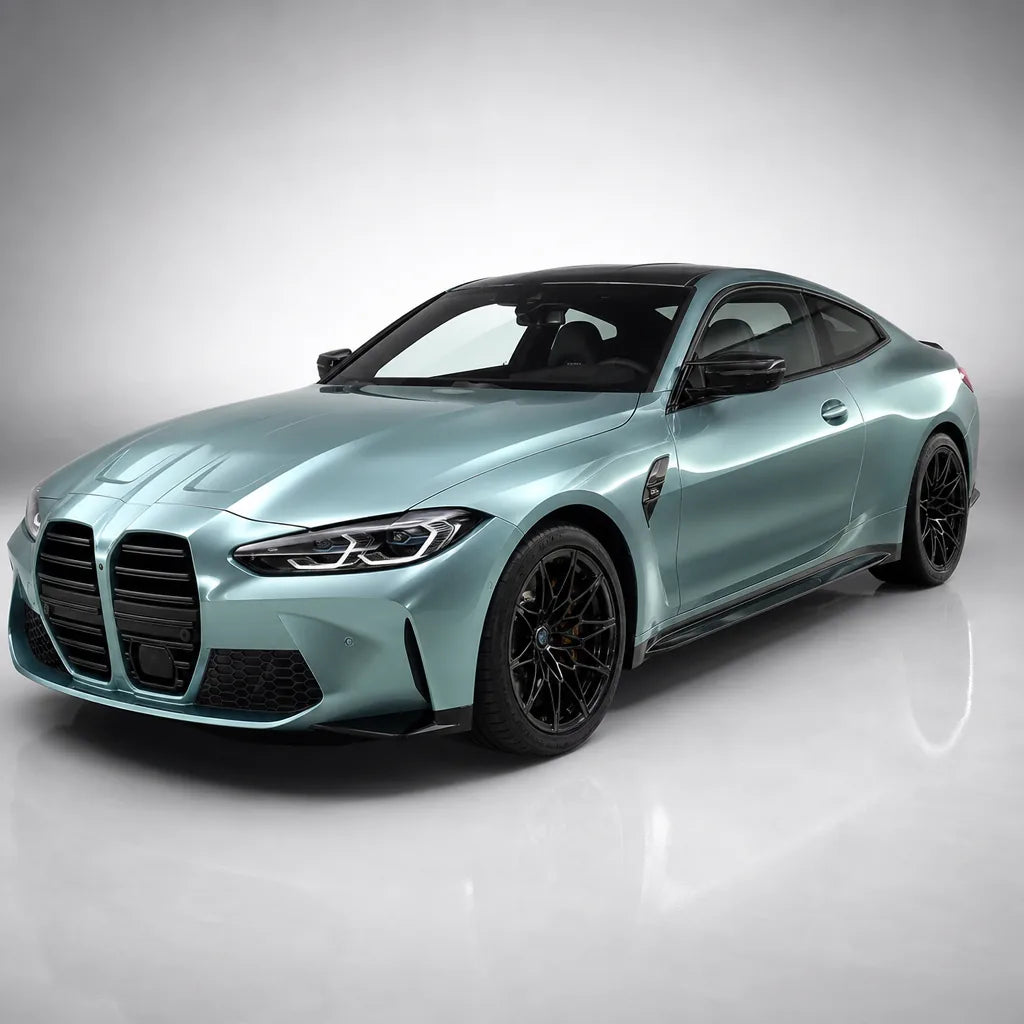 Metallic Somato Blue gloss colored PPF wrapped on a BMW M4 | Veloro