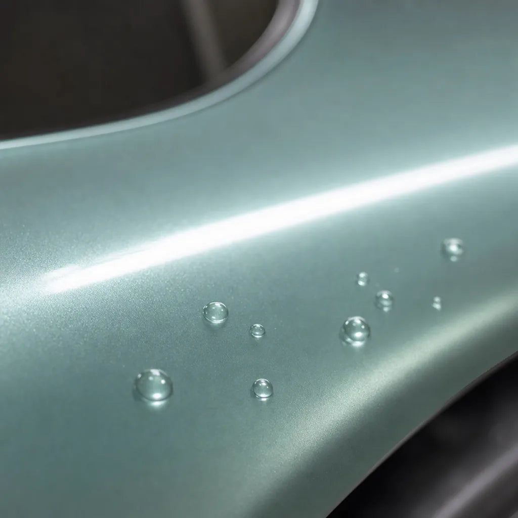 Close-up of Metallic Somato Blue gloss colored PPF surface texture | Veloro