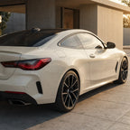 Luxury car wrapped in Metallic Sparkle Glitter White gloss colored PPF at golden hour | Veloro