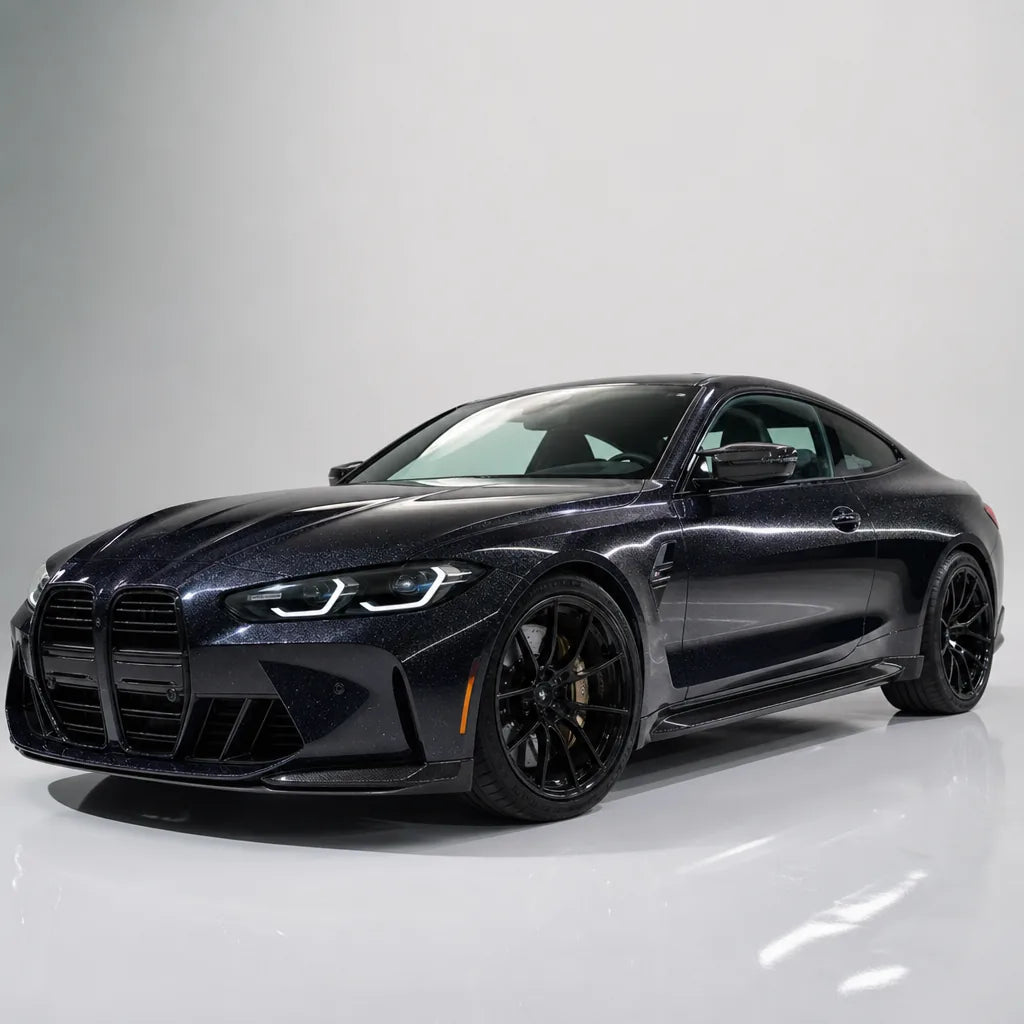 Metallic Sparkle Glitter Black gloss colored PPF wrapped on a BMW M4 | Veloro