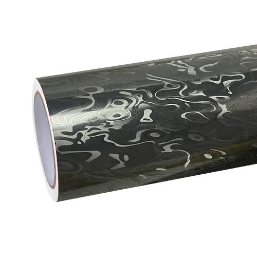 Gloss Black Damascus Carbon Car Vinyl Wrap PET