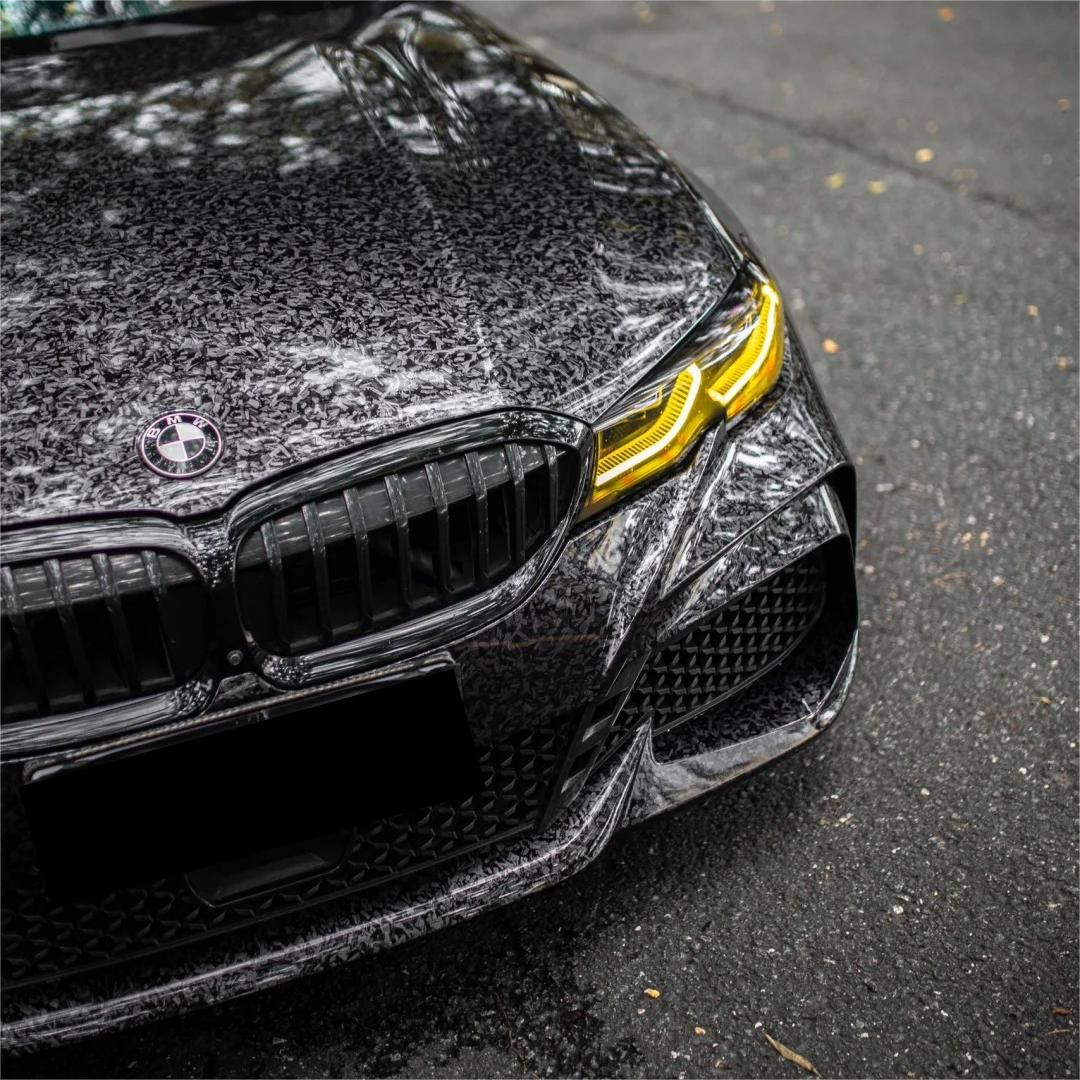 Gloss Black Forged Carbon Car Vinyl Wrap PET product image 3 - Veloro carbon fiber vinyl wrap
