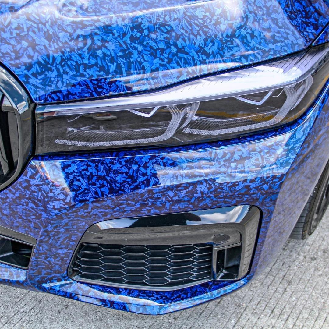 Gloss Blue Forged Carbon Fiber Car Vinyl Wrap PET product image 5 - Veloro carbon fiber vinyl wrap