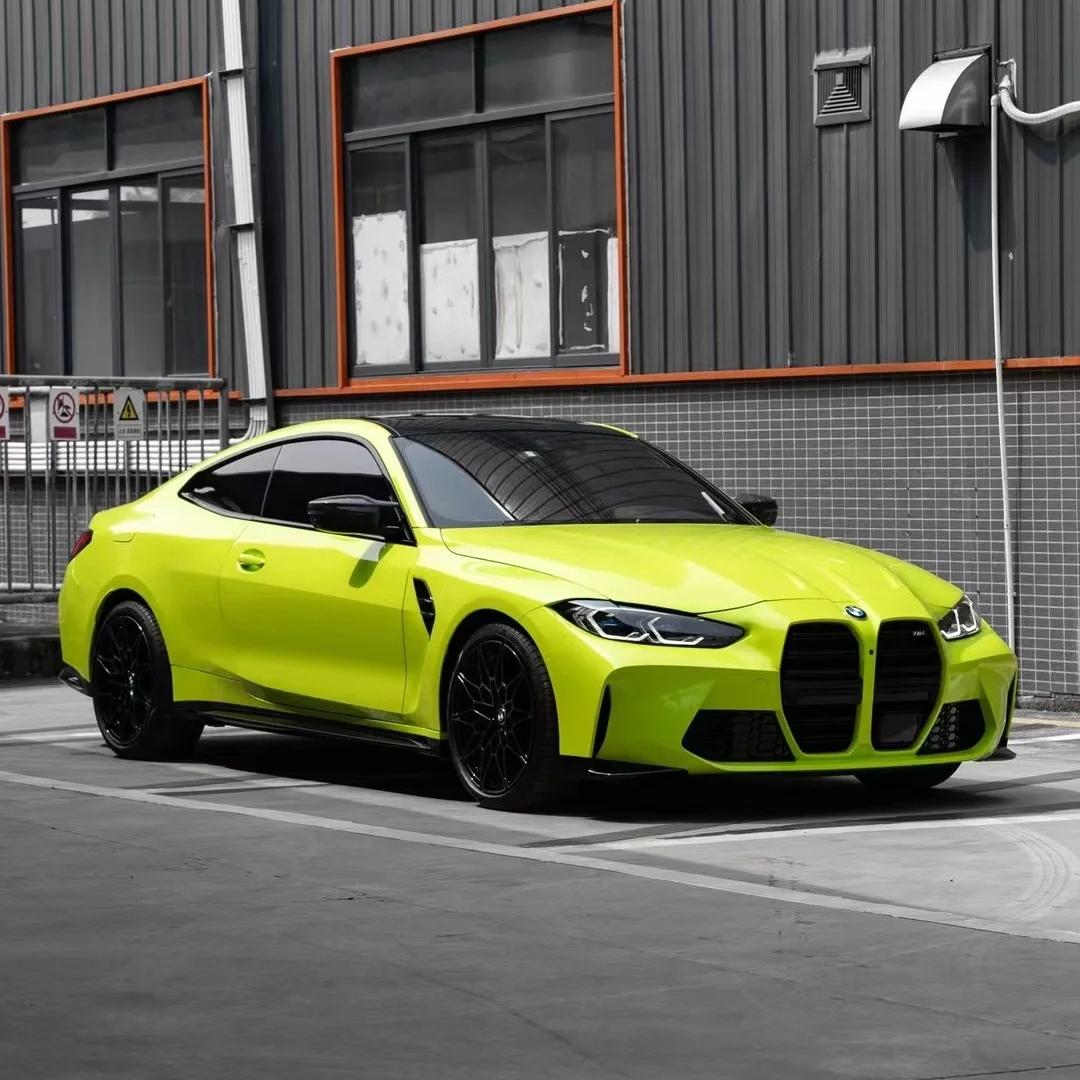 Gloss Chartreuse Yellow Car Vinyl Wrap Chevrolet Camaro product image 2 - Veloro gloss vinyl wrap