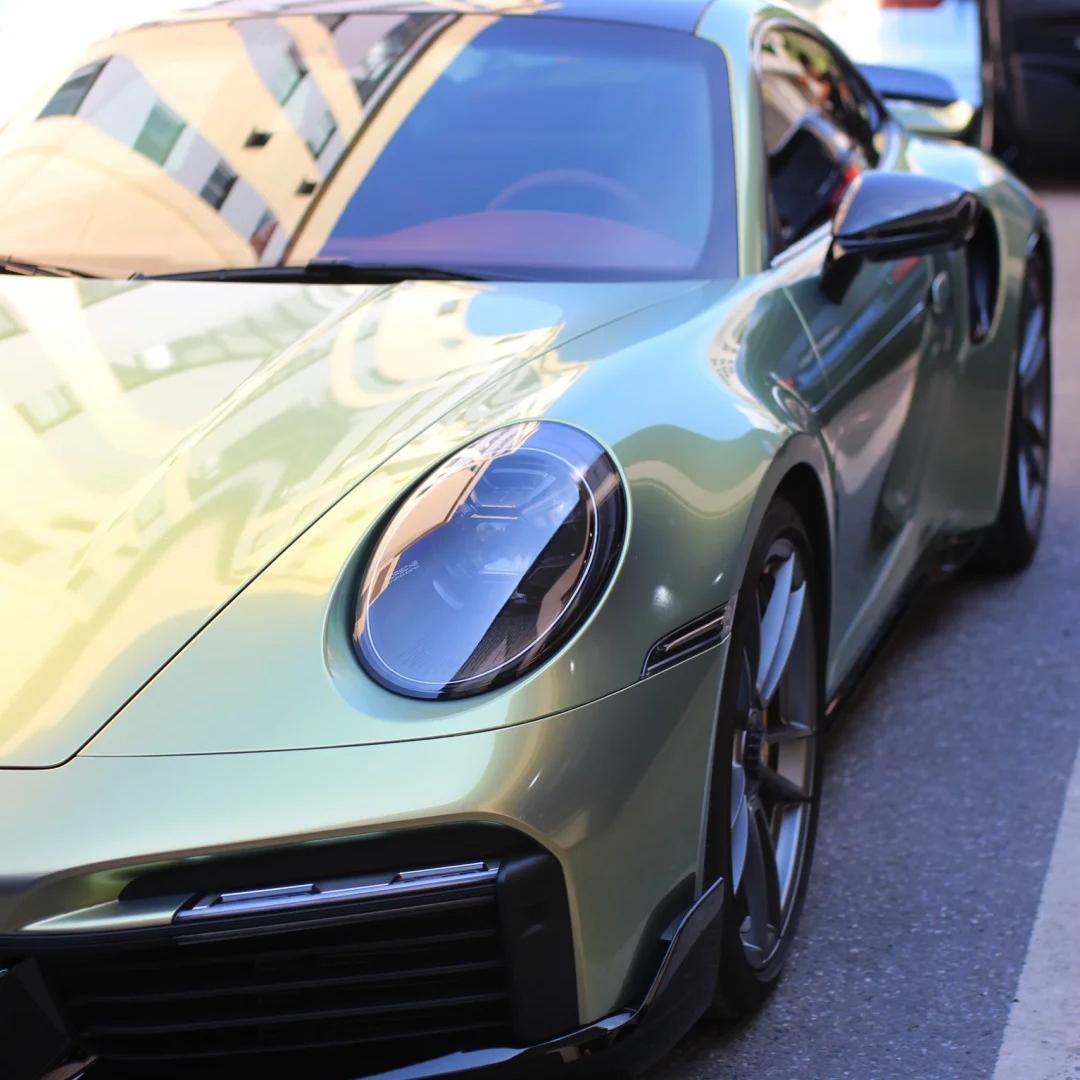 Gloss Chameleon Color Shift Urban Bamboo Car Vinyl Wrap PET Porsche product image 14 - Veloro color shift vinyl wrap