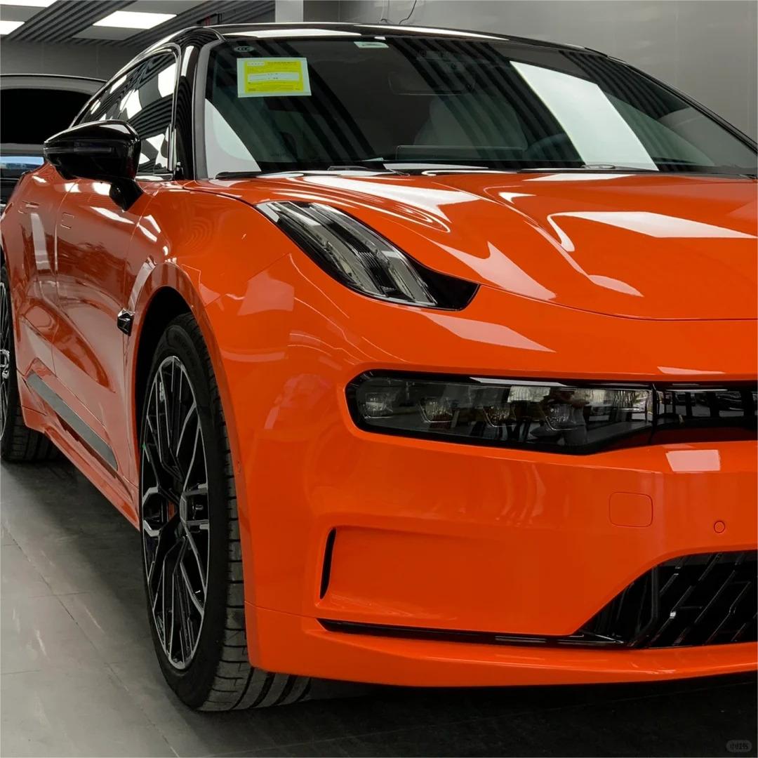 Gloss Crystal Fire Orange Car Vinyl Wrap PET product image 3 - Veloro gloss vinyl wrap
