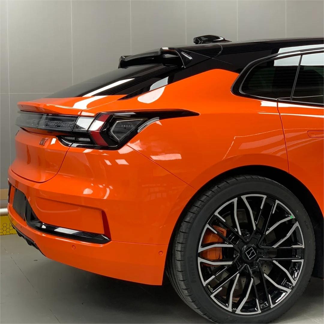 Gloss Crystal Fire Orange Car Vinyl Wrap PET product image 5 - Veloro gloss vinyl wrap