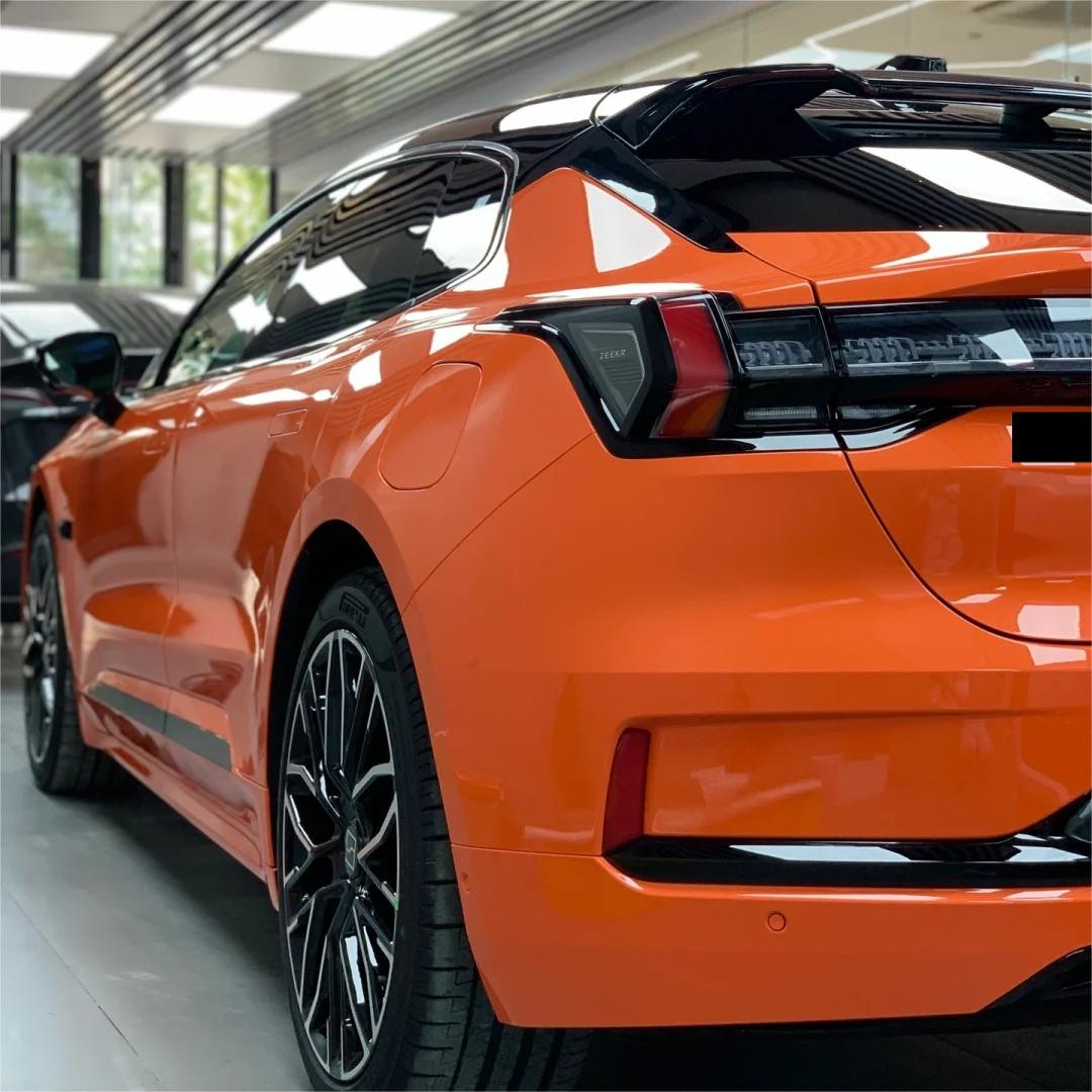 Gloss Crystal Fire Orange Car Vinyl Wrap PET product image 6 - Veloro gloss vinyl wrap