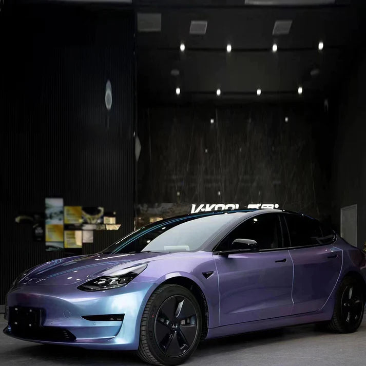 Gloss Metallic Chameleon Grey Purple Car Vinyl Wrap PET product image 7 - Veloro color shift vinyl wrap