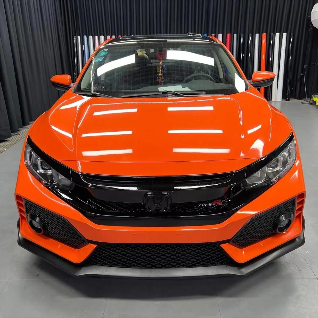 Gloss Crystal Orange Car Vinyl Wrap PET product image 4 - Veloro gloss vinyl wrap