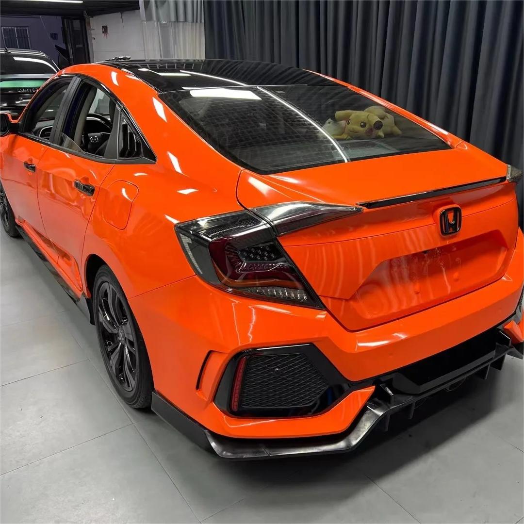 Gloss Crystal Orange Car Vinyl Wrap PET product image 6 - Veloro gloss vinyl wrap