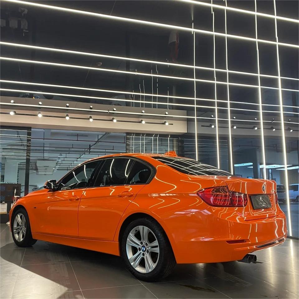 Gloss Crystal Orange Car Vinyl Wrap PET product image 8 - Veloro gloss vinyl wrap