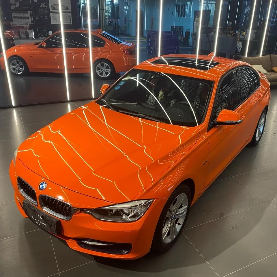 Gloss Crystal Orange Car Vinyl Wrap PET product image 5 - Veloro gloss vinyl wrap