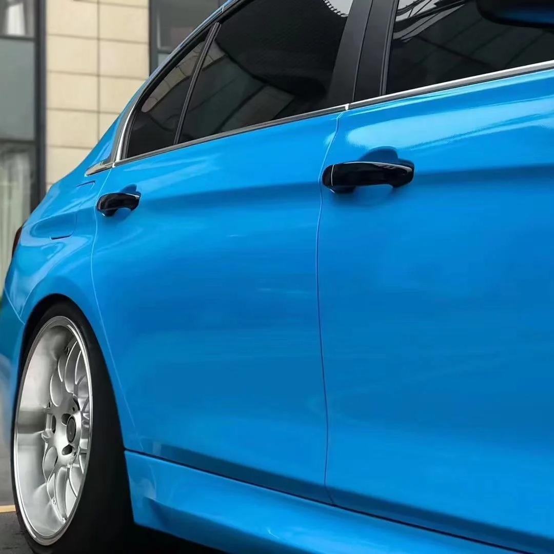 Gloss Crystal Sky Blue Car Viny Wrap PET product image 7 - Veloro gloss vinyl wrap