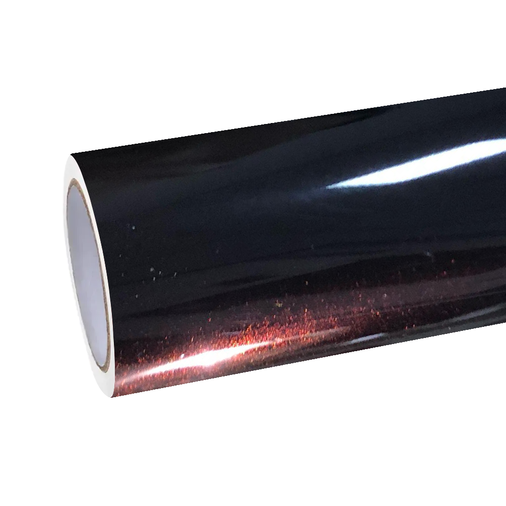 Gloss Diamond Chameleon Black Red Vinyl Wrap