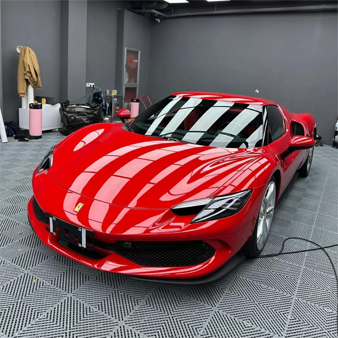 Gloss Ferrari Red Car Vinyl Wrap PET product image 3 - Veloro gloss vinyl wrap
