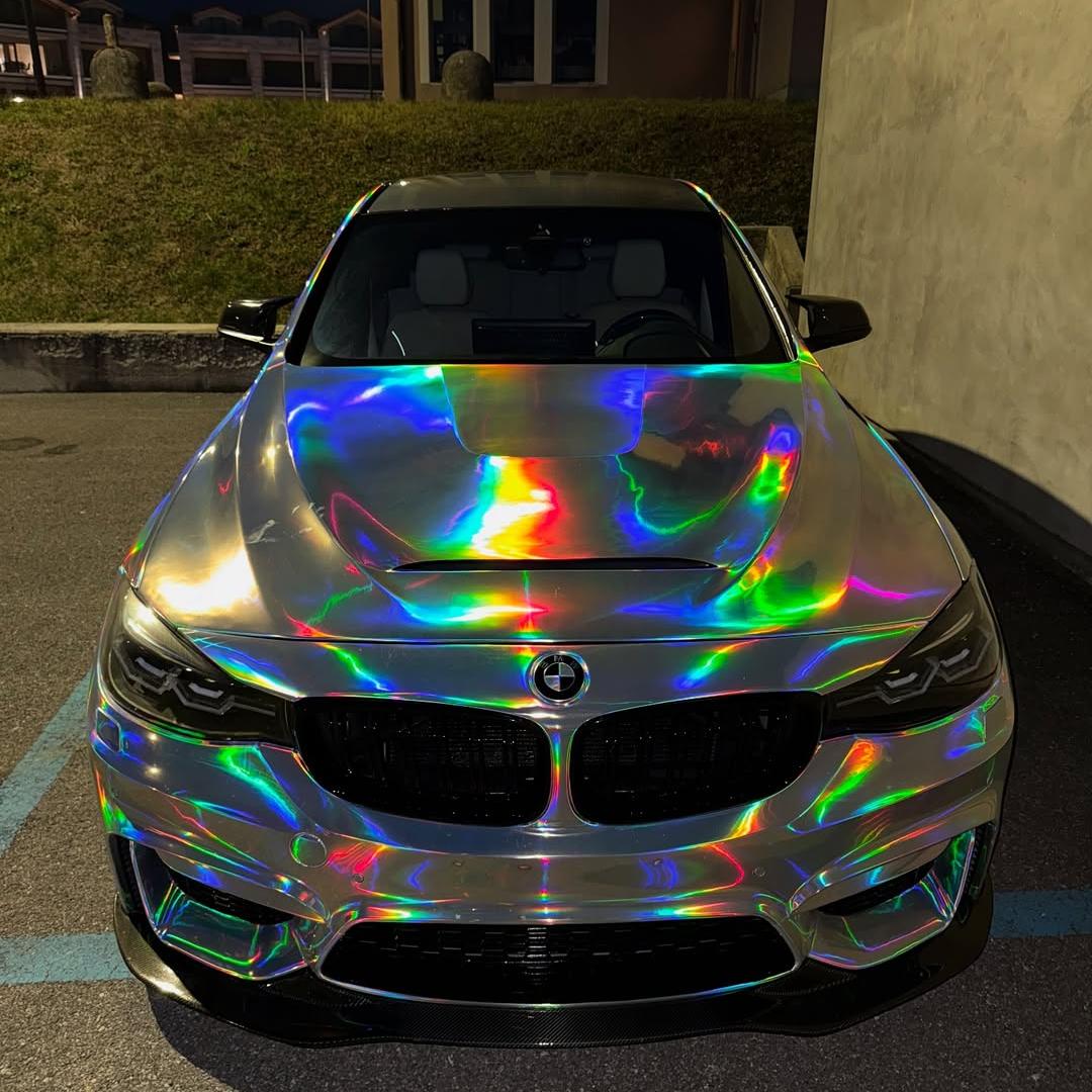 Gloss Holographic Chrome Laser Electroplated Silver Car Vinyl Wrap product image 4 - Veloro chrome vinyl wrap