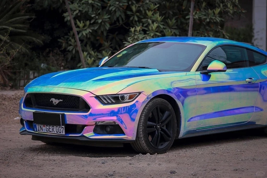 Gloss Holographic Rainbow Chrome Laser Electroplated Blue Car Vinyl Wrap product image 5 - Veloro chrome vinyl wrap